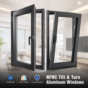 NFRC Tilt And Turn Black Narrow Frame Double Glazed Thermal Break Modern Residential Windows