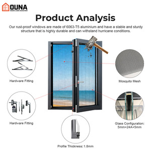 OUNA NFRC Thermal Break Double Glass Energy Efficient Swing Aluminum Casement windows